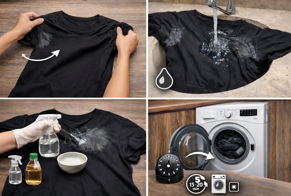 fleke od znoja na crnoj odeci